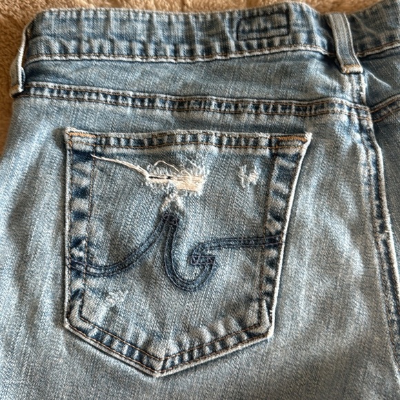 Ag Adriano Goldschmied Blue Distressed Jean Shorts - Picture 3 of 6